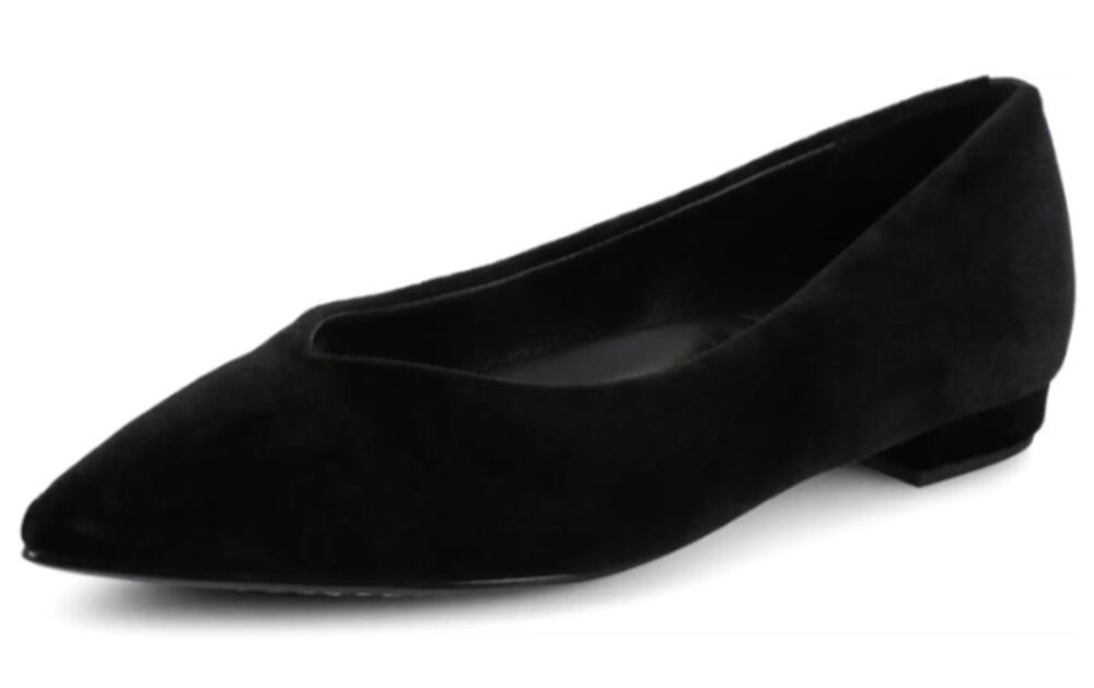 Birdies Womens The Goldfinch 15 Ballet Flat Size 7 Black Suede Pointed Toe NWOB